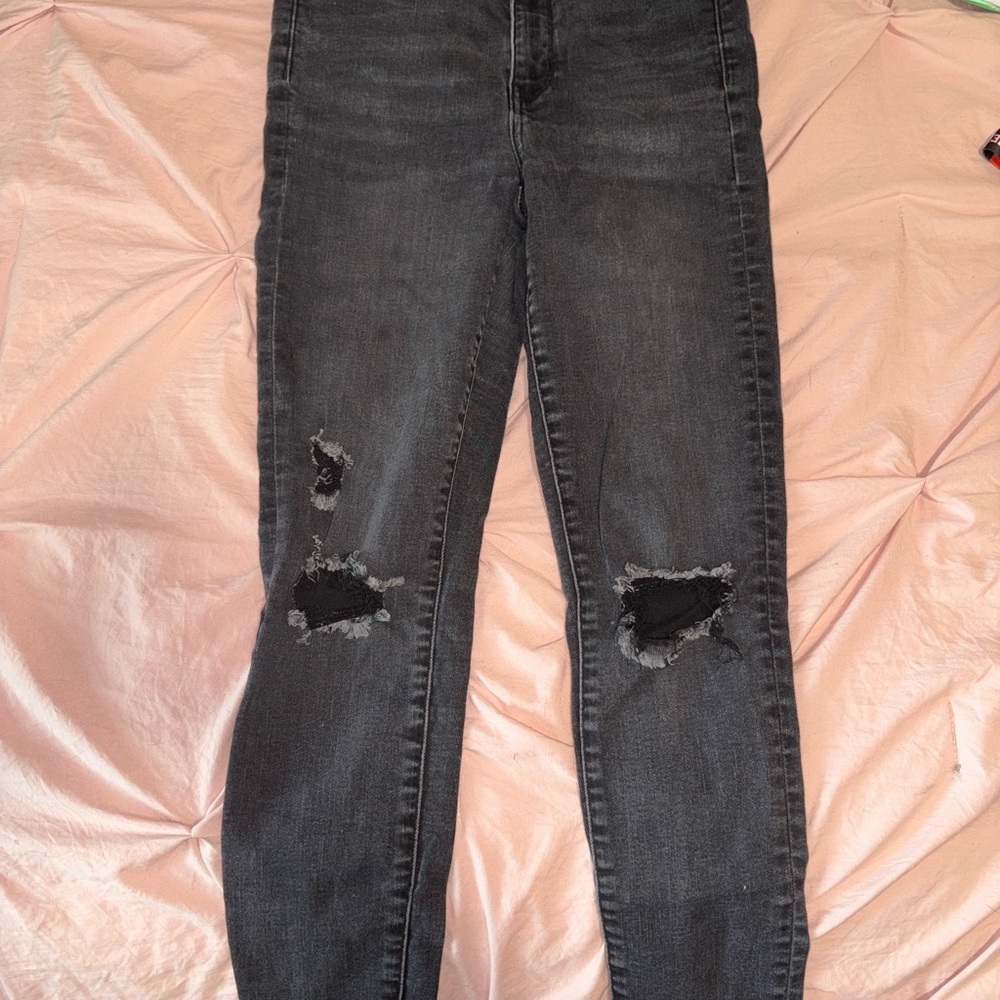 Distressed Black Women's Jeans